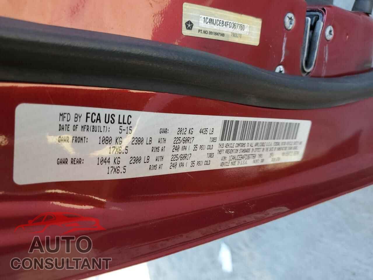 JEEP COMPASS 2015 - 1C4NJCEB4FD367760