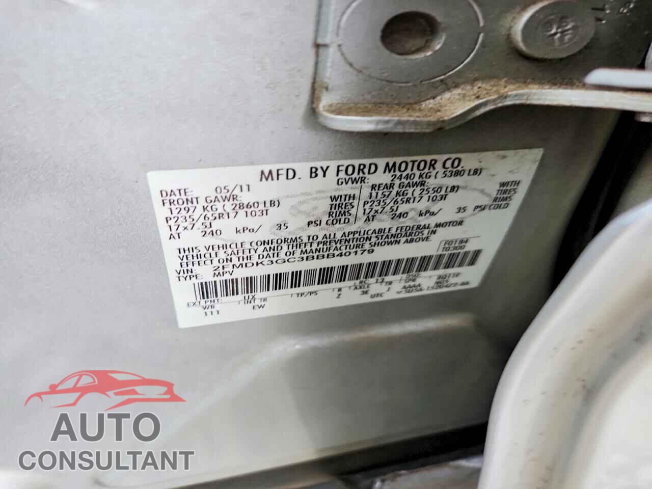 FORD EDGE 2011 - 2FMDK3GC3BBB40179