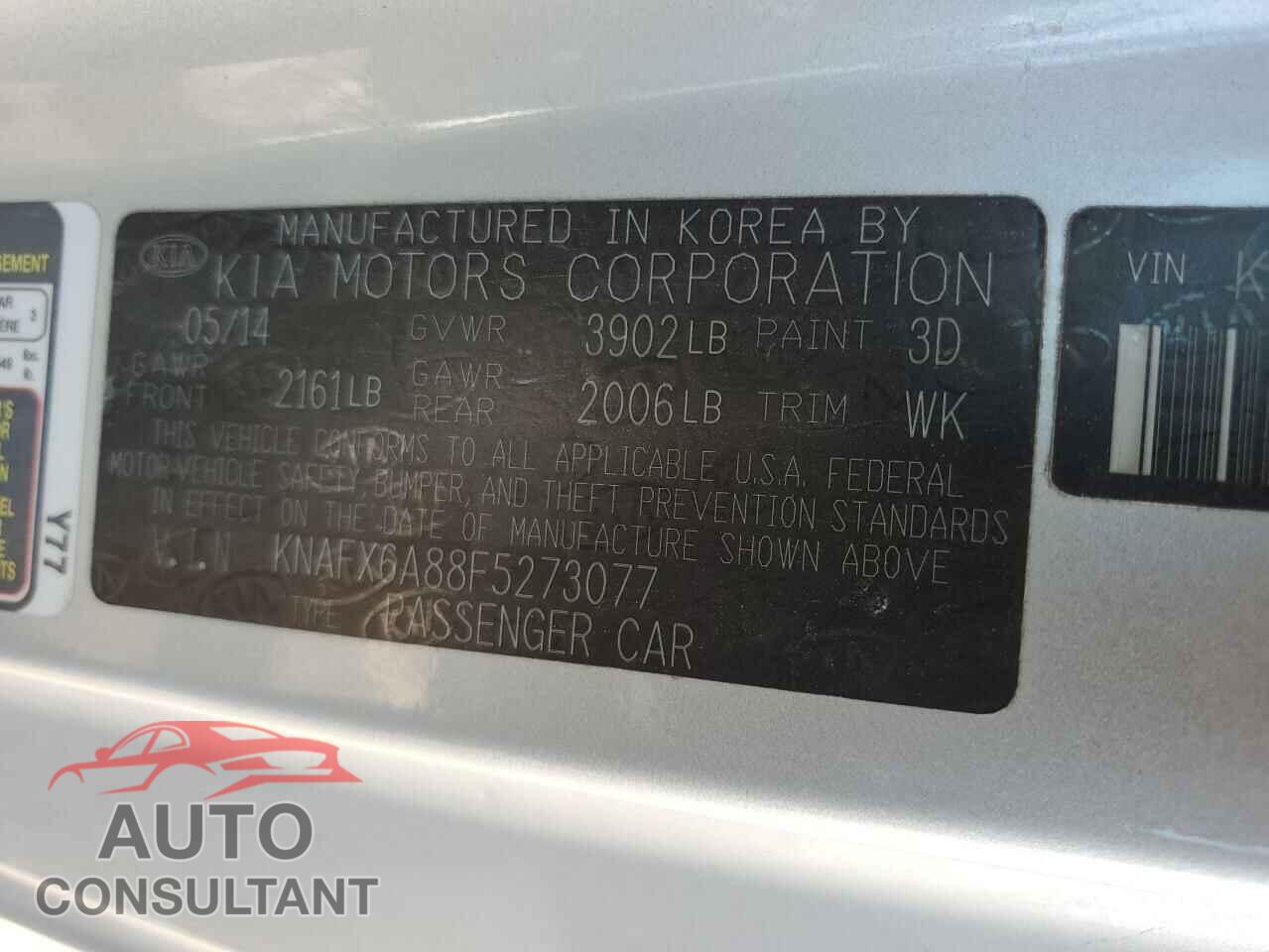 KIA FORTE 2015 - KNAFX6A88F5273077