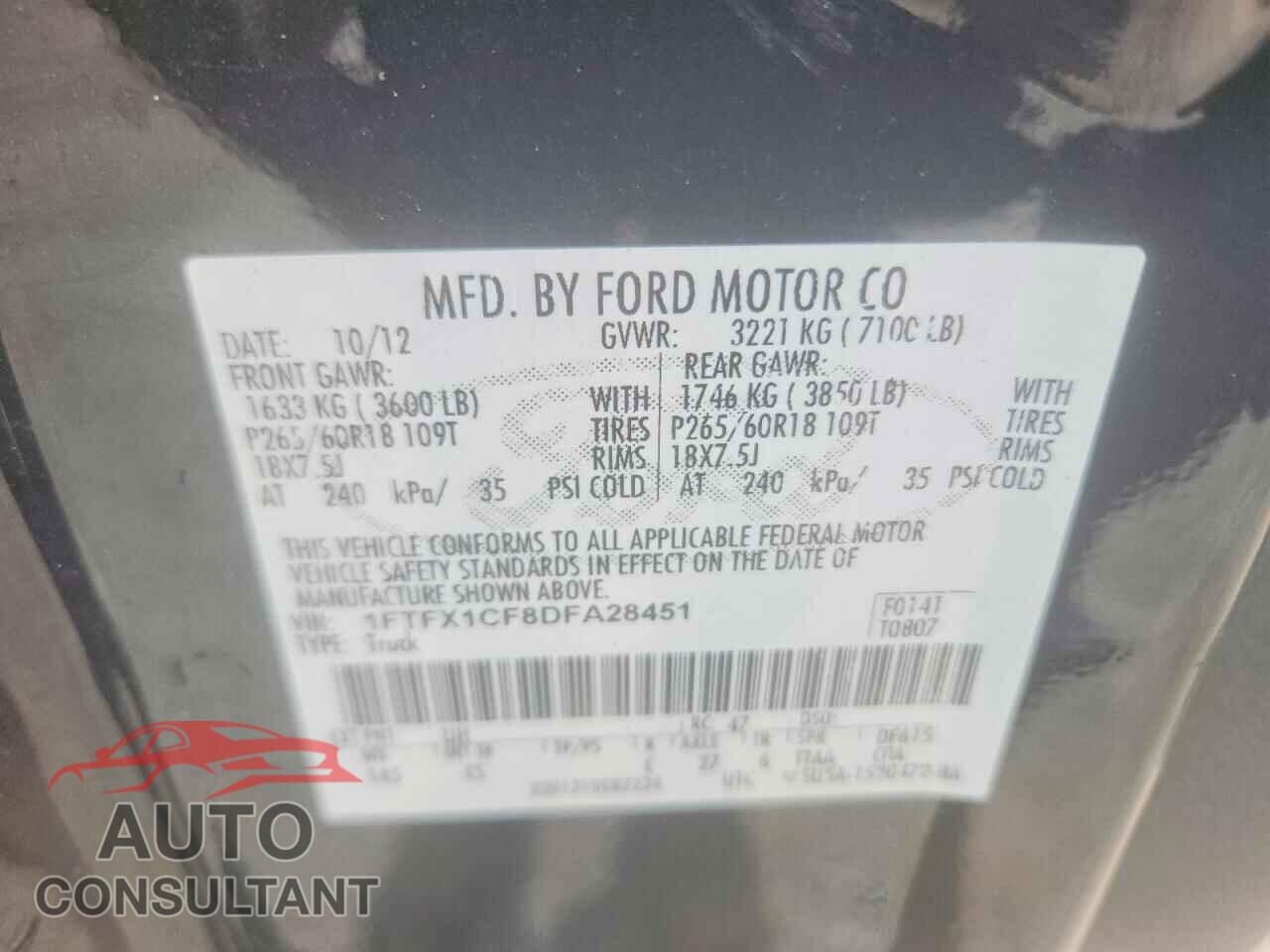 FORD F-150 2013 - 1FTFX1CF8DFA28451