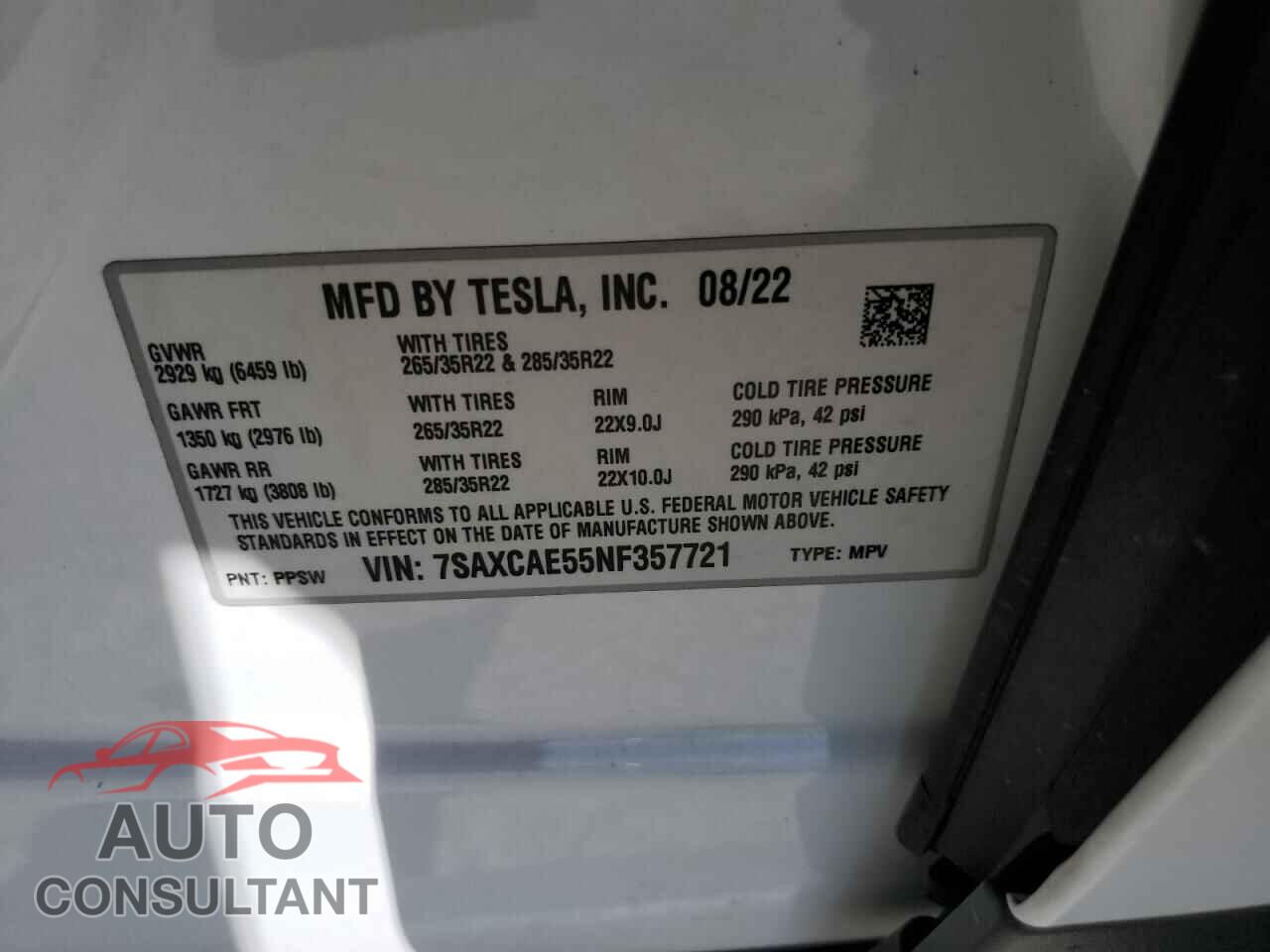 TESLA MODEL X 2022 - 7SAXCAE55NF357721