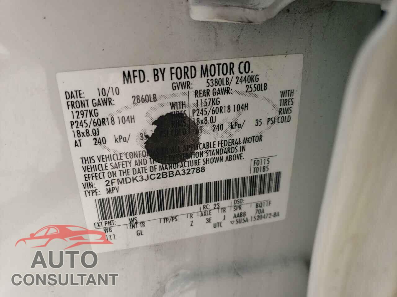 FORD EDGE 2011 - 2FMDK3JC2BBA32788