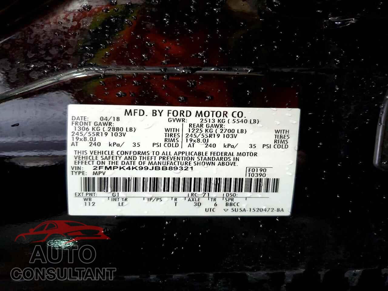 FORD EDGE 2018 - 2FMPK4K99JBB89321