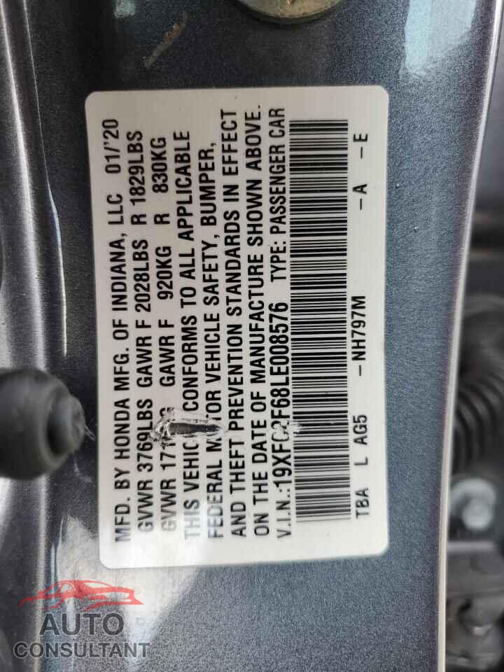 HONDA CIVIC 2020 - 19XFC2F68LE008576