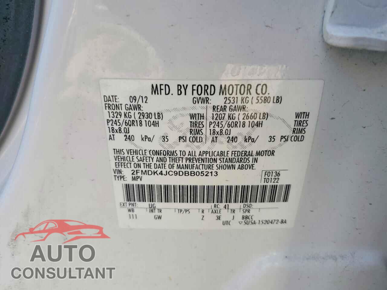 FORD EDGE 2013 - 2FMDK4JC9DBB05213