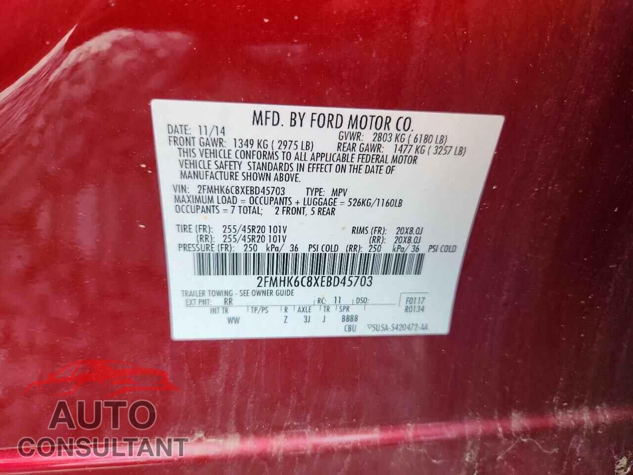 FORD FLEX 2014 - 2FMHK6C8XEBD45703