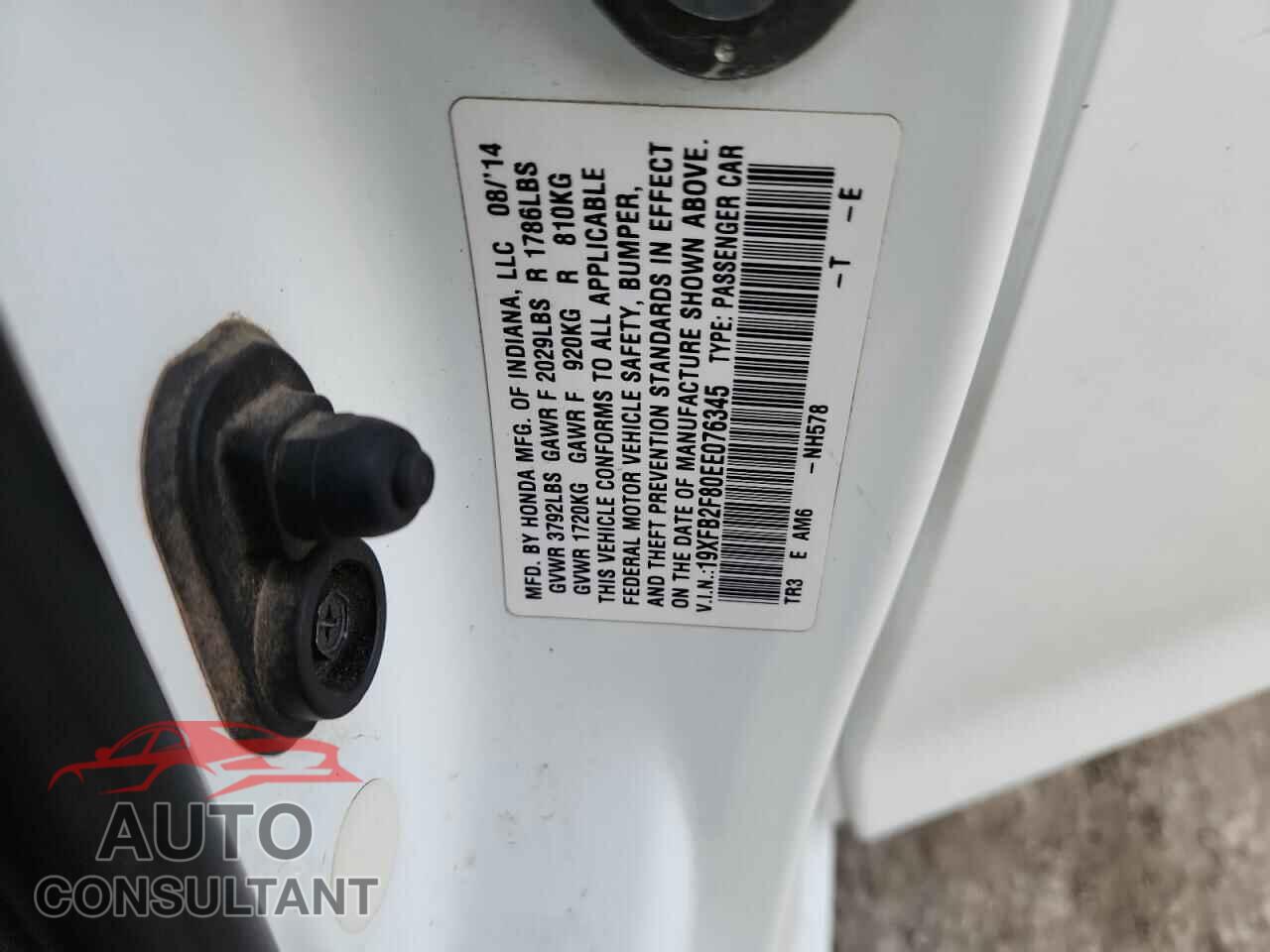 HONDA CIVIC 2014 - 19XFB2F80EE076345