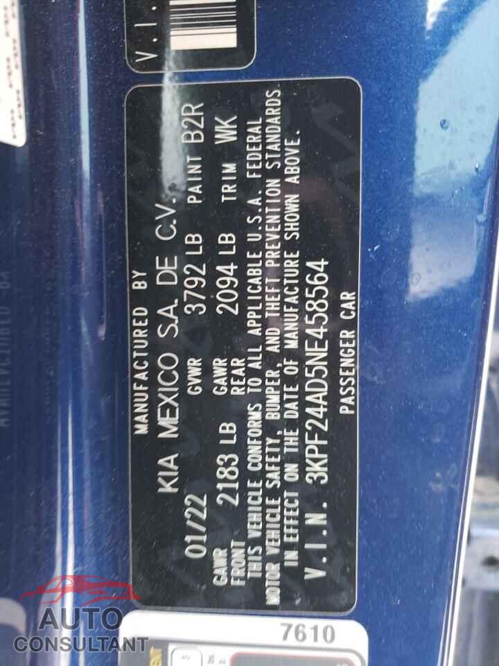KIA FORTE 2022 - 3KPF24AD5NE458564