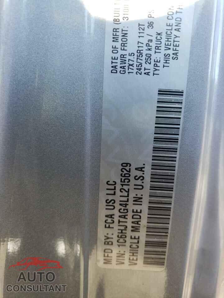 JEEP GLADIATOR 2020 - 1C6HJTAG4LL215629