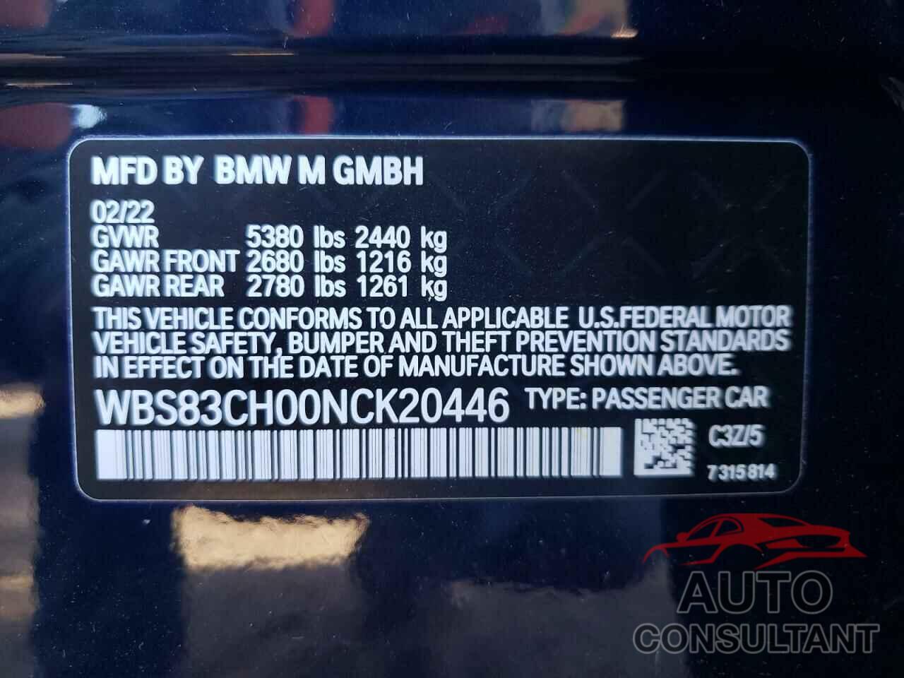 BMW M5 2022 - WBS83CH00NCK20446