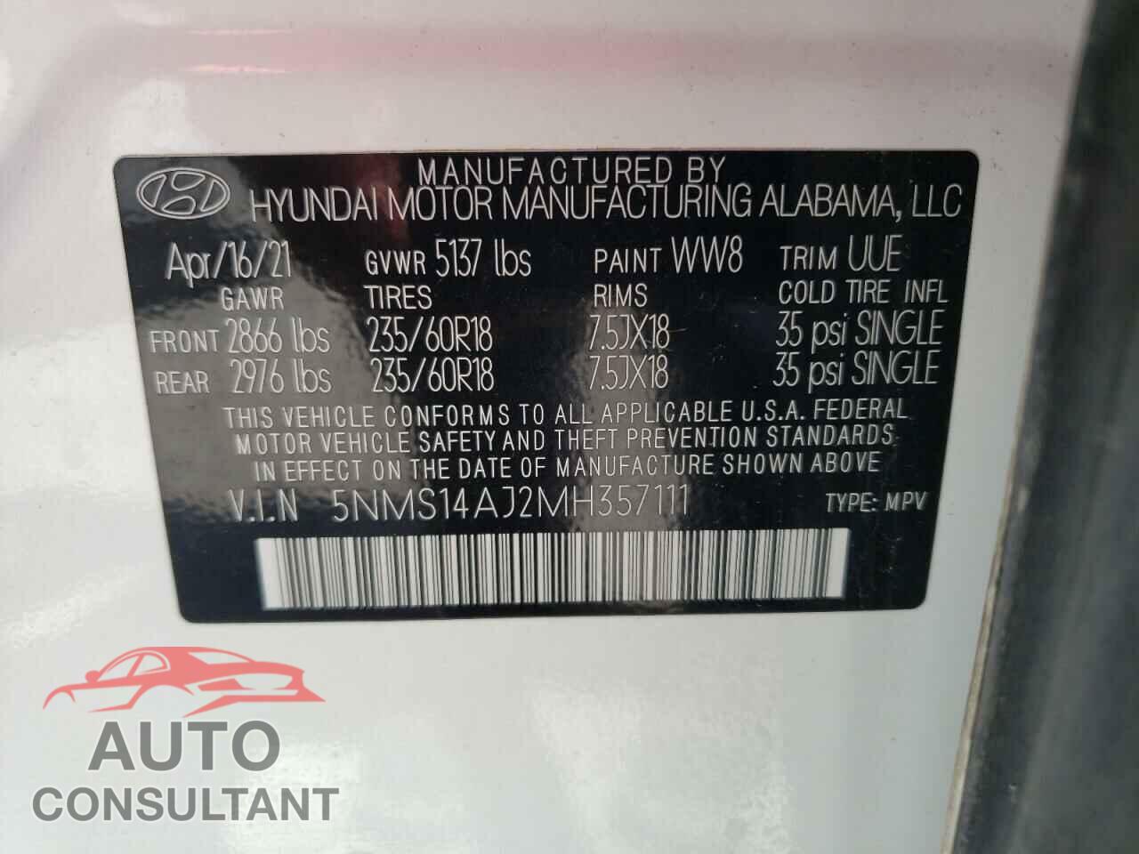HYUNDAI SANTA FE 2021 - 5NMS14AJ2MH357111