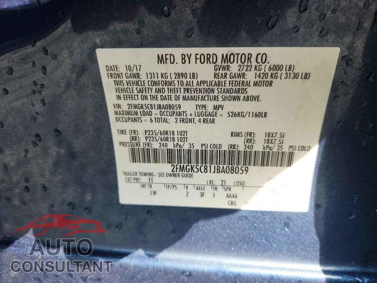 FORD FLEX 2018 - 2FMGK5C81JBA08059