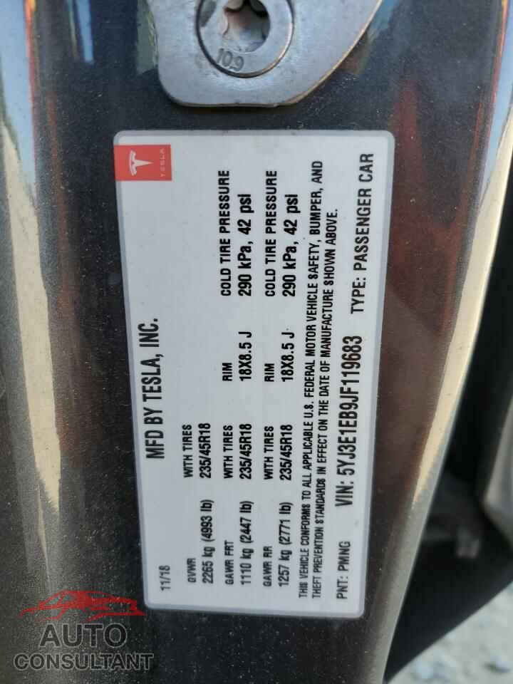 TESLA MODEL 3 2018 - 5YJ3E1EB9JF119683