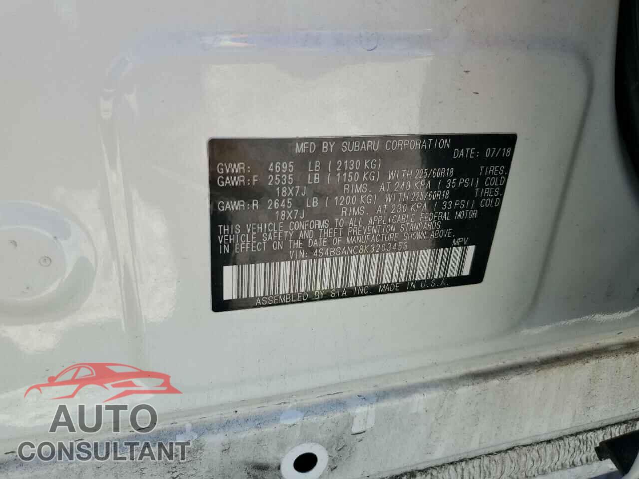 SUBARU OUTBACK 2019 - 4S4BSANC8K3203453