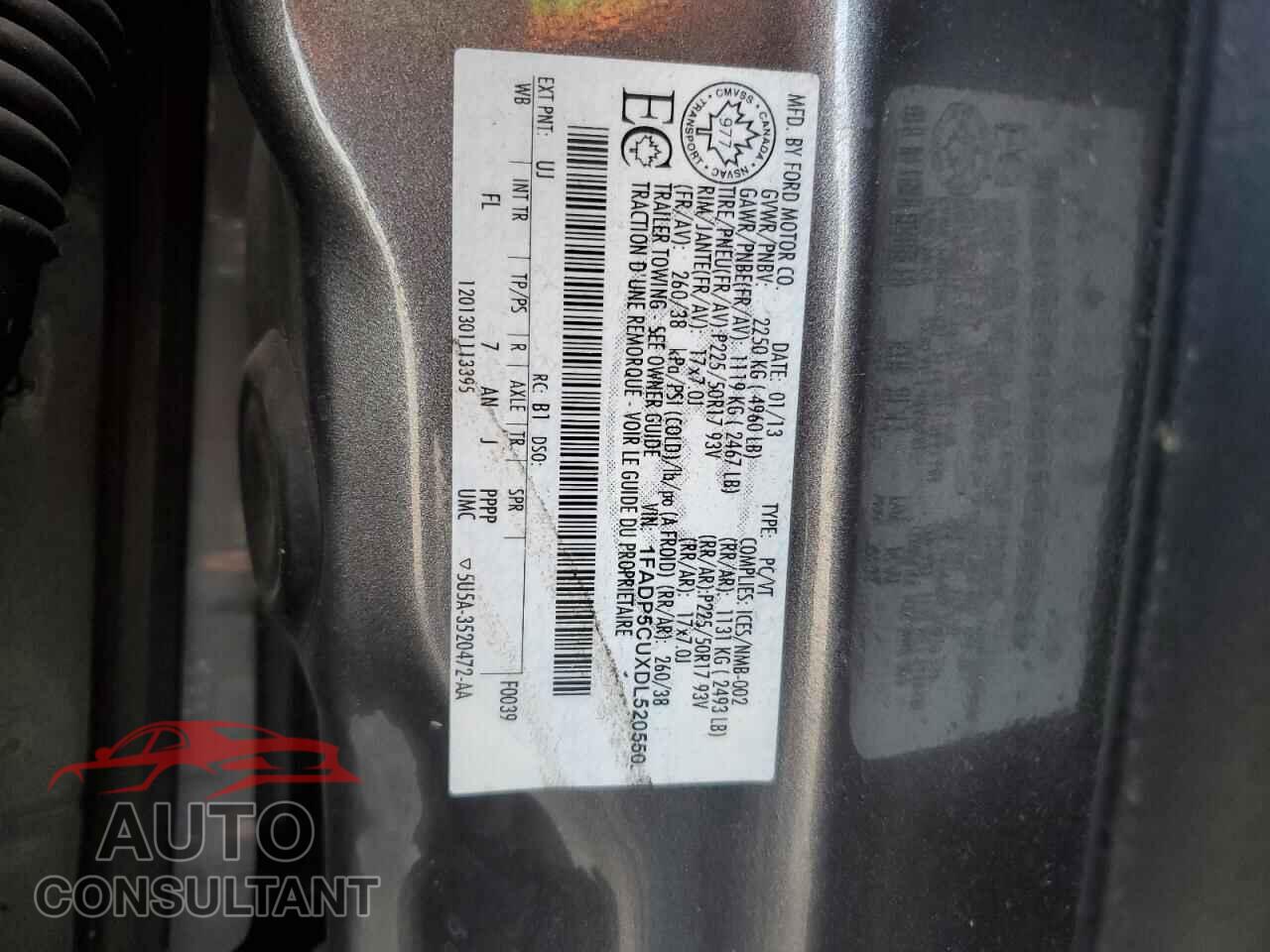 FORD CMAX 2013 - 1FADP5CUXDL520550