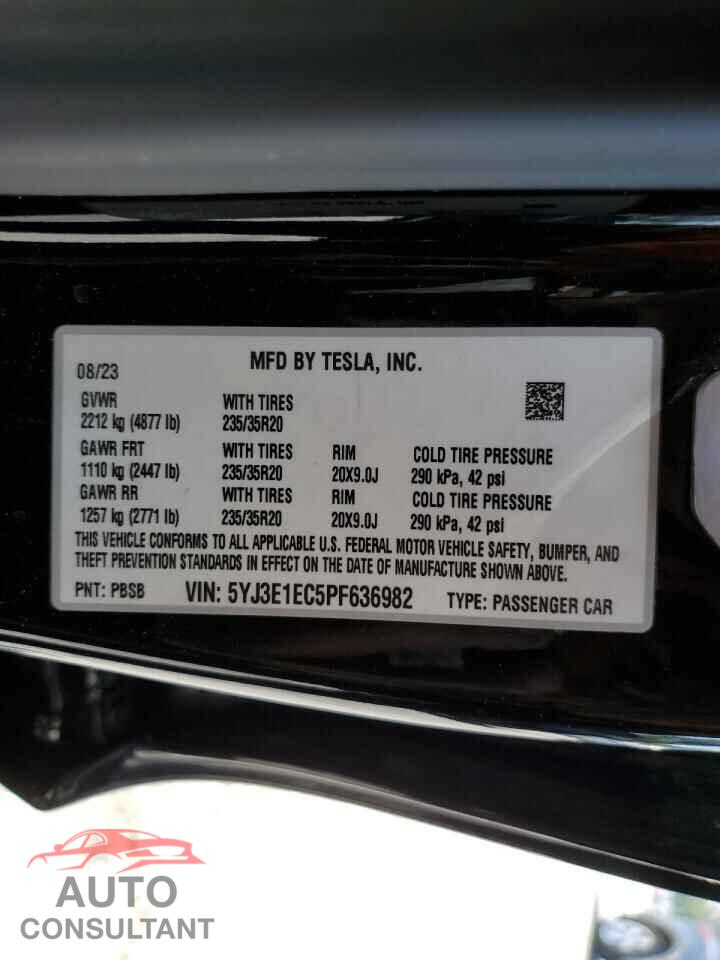 TESLA MODEL 3 2023 - 5YJ3E1EC5PF636982