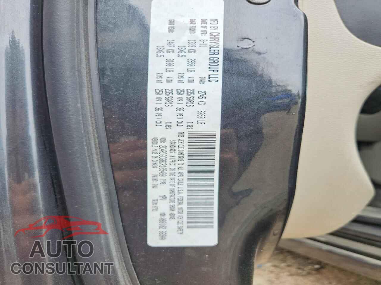 DODGE CARAVAN 2012 - 2C4RDGCG8CR105490