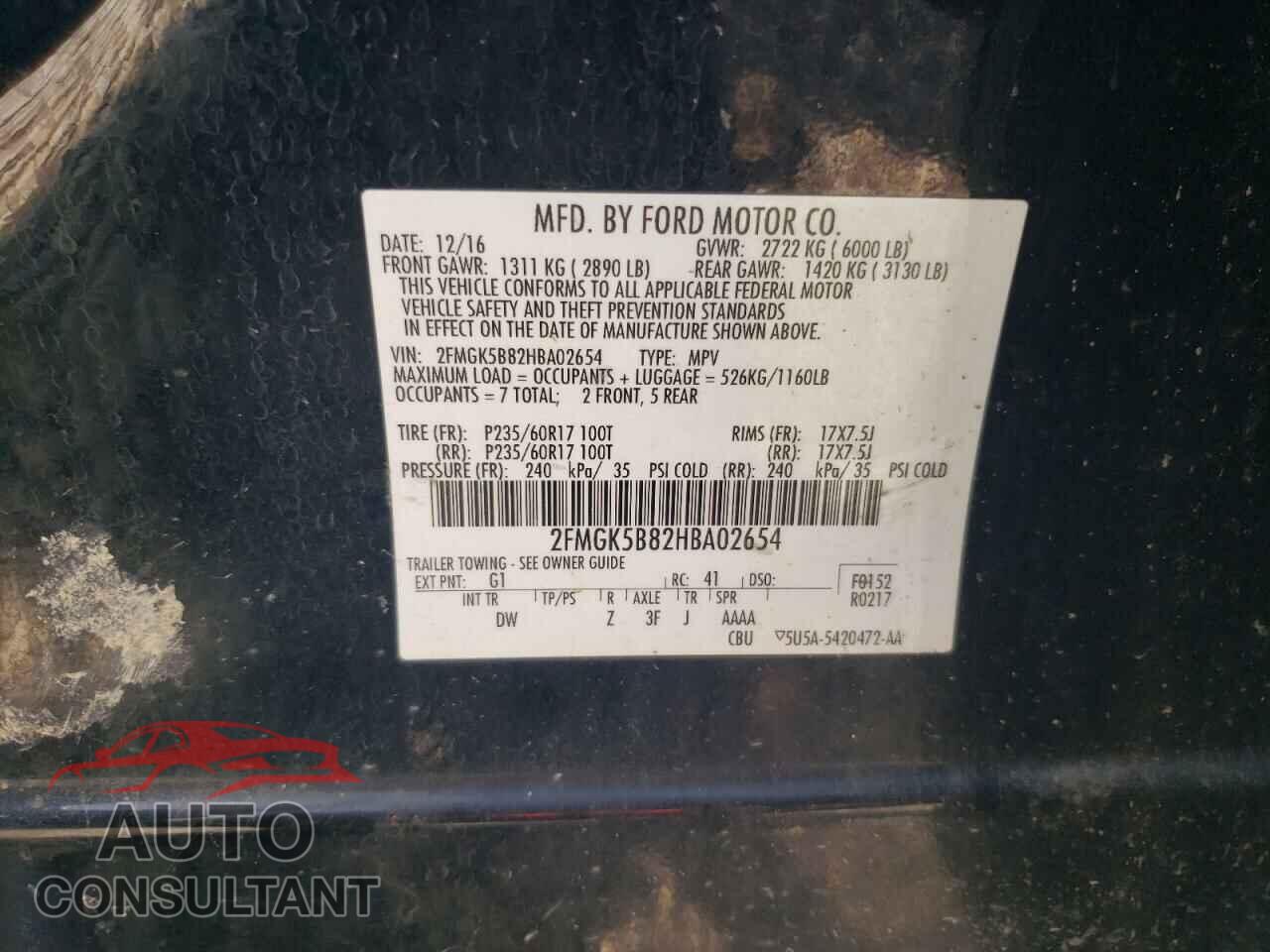 FORD FLEX 2017 - 2FMGK5B82HBA02654