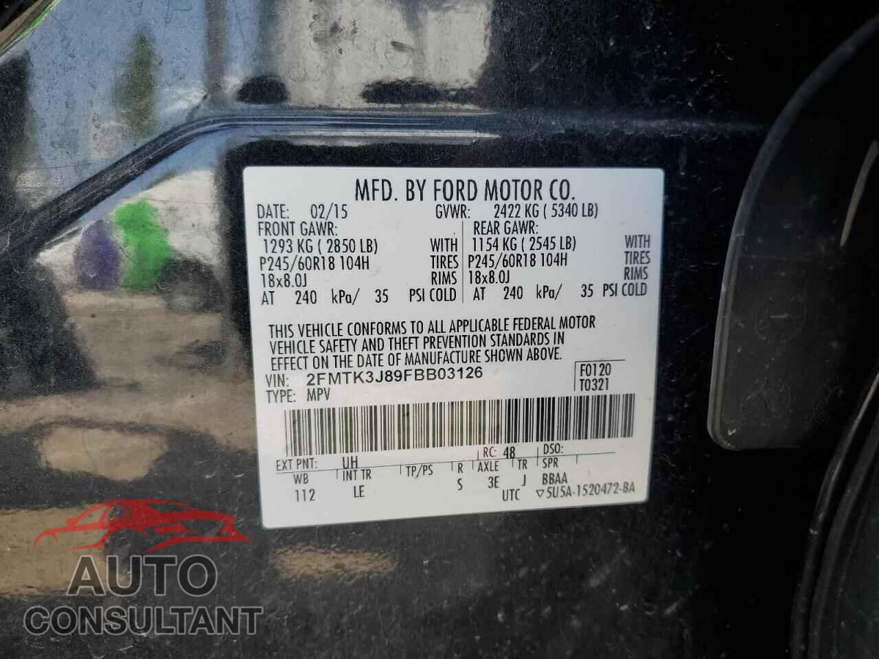 FORD EDGE 2015 - 2FMTK3J89FBB03126