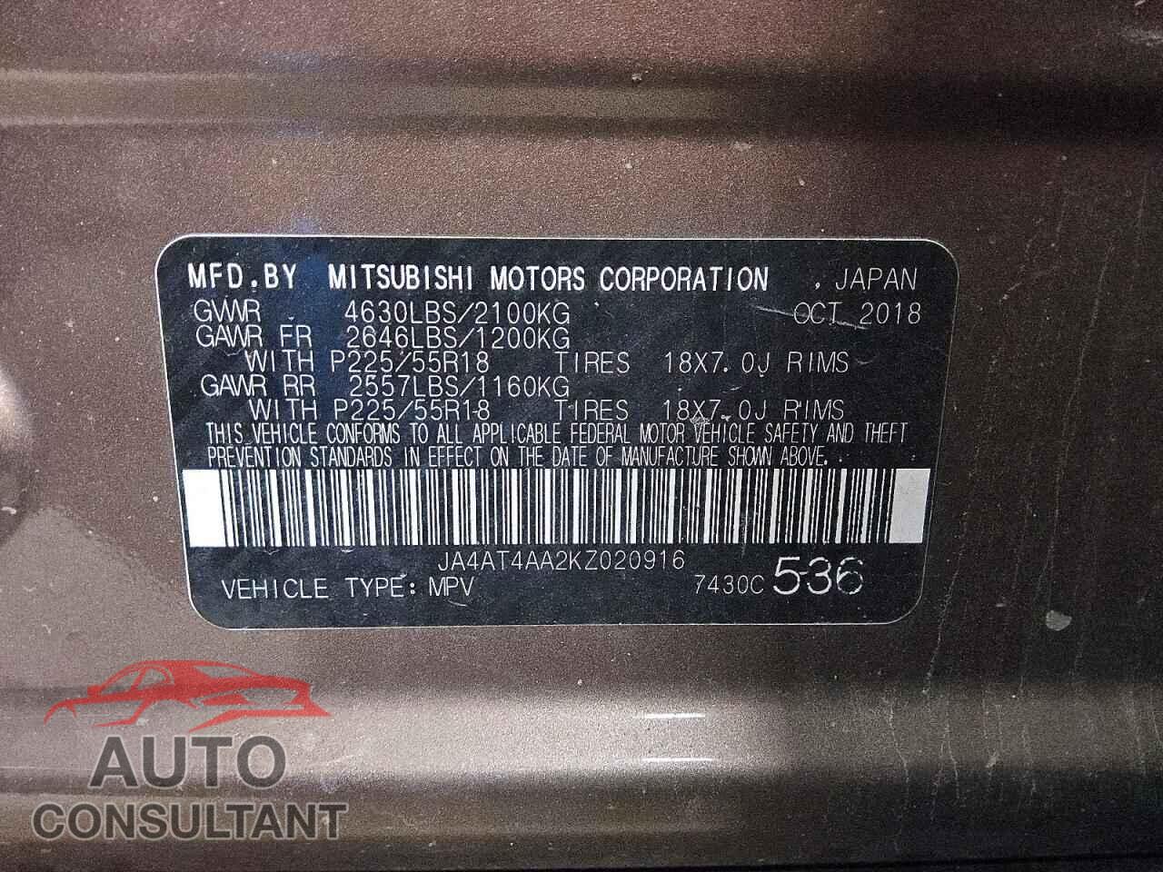 MITSUBISHI ECLIPSE 2019 - JA4AT4AA2KZ020916
