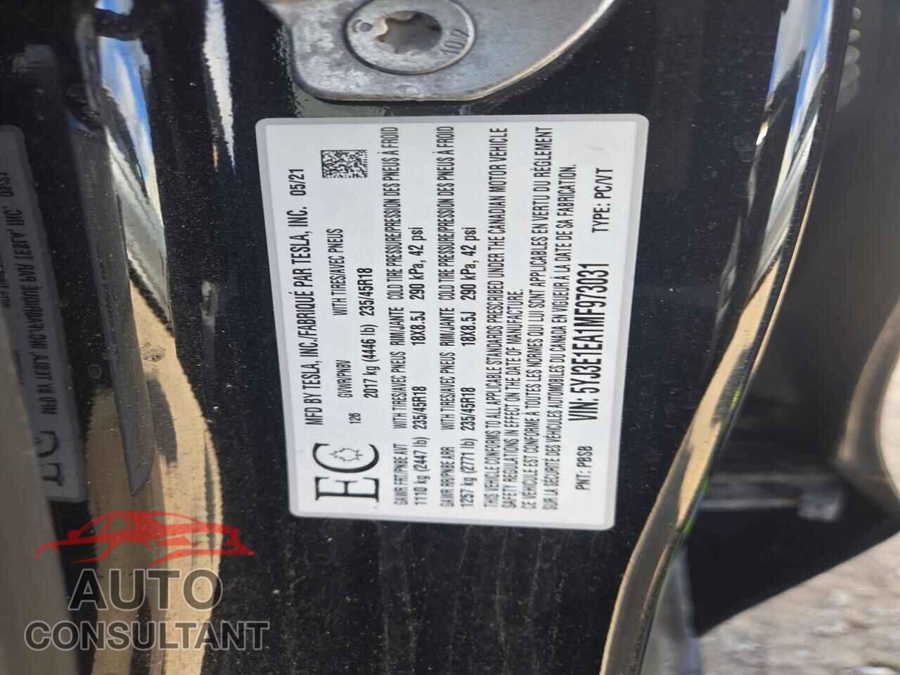 TESLA MODEL 3 2021 - 5YJ3E1EA1MF973031