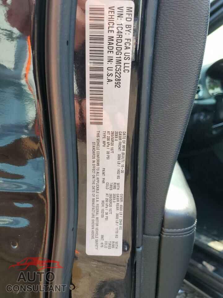DODGE DURANGO 2021 - 1C4RDJDG1MC522892