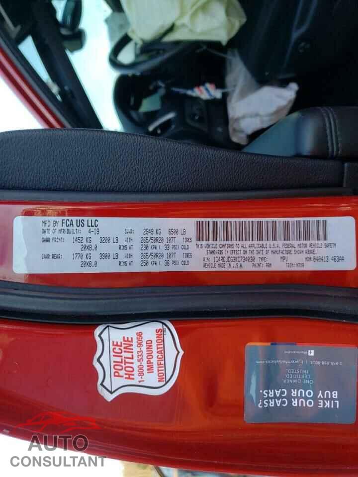 DODGE DURANGO 2019 - 1C4RDJDG3KC734030