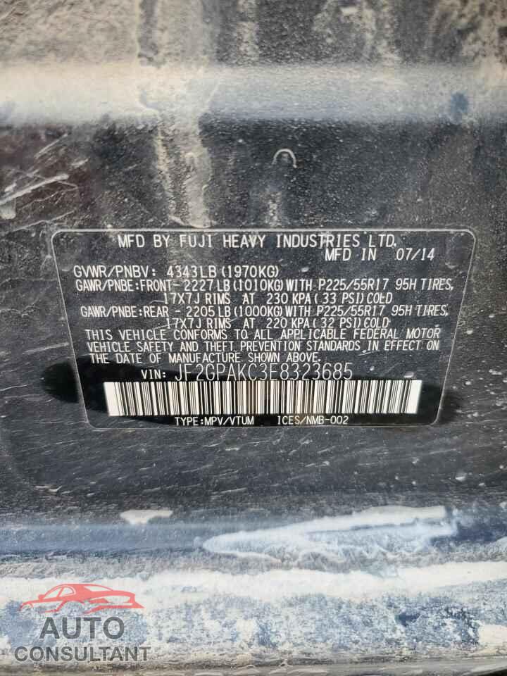 SUBARU XV 2014 - JF2GPAKC3E8323685