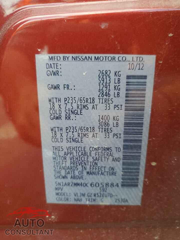 NISSAN PATHFINDER 2013 - 5N1AR2MM4DC605884