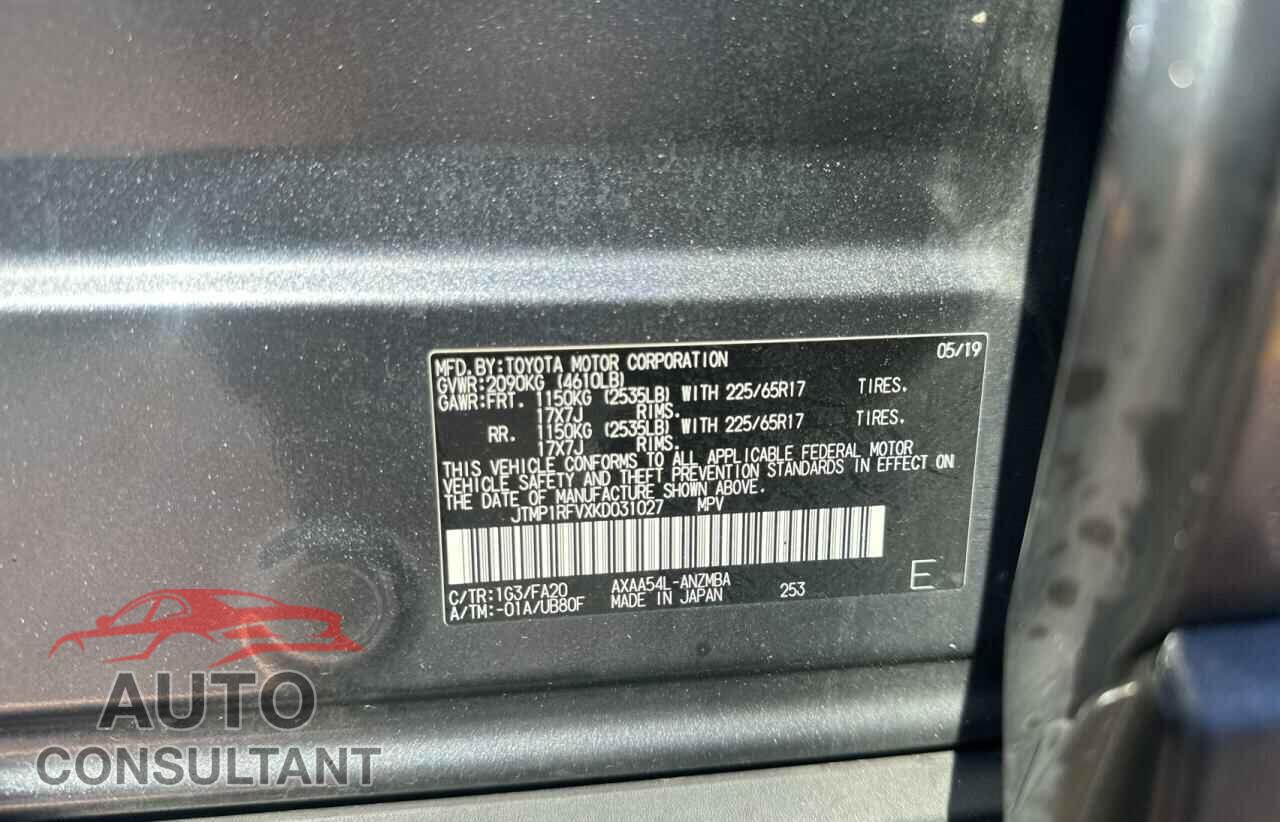 TOYOTA RAV4 2019 - JTMP1RFVXKD031027