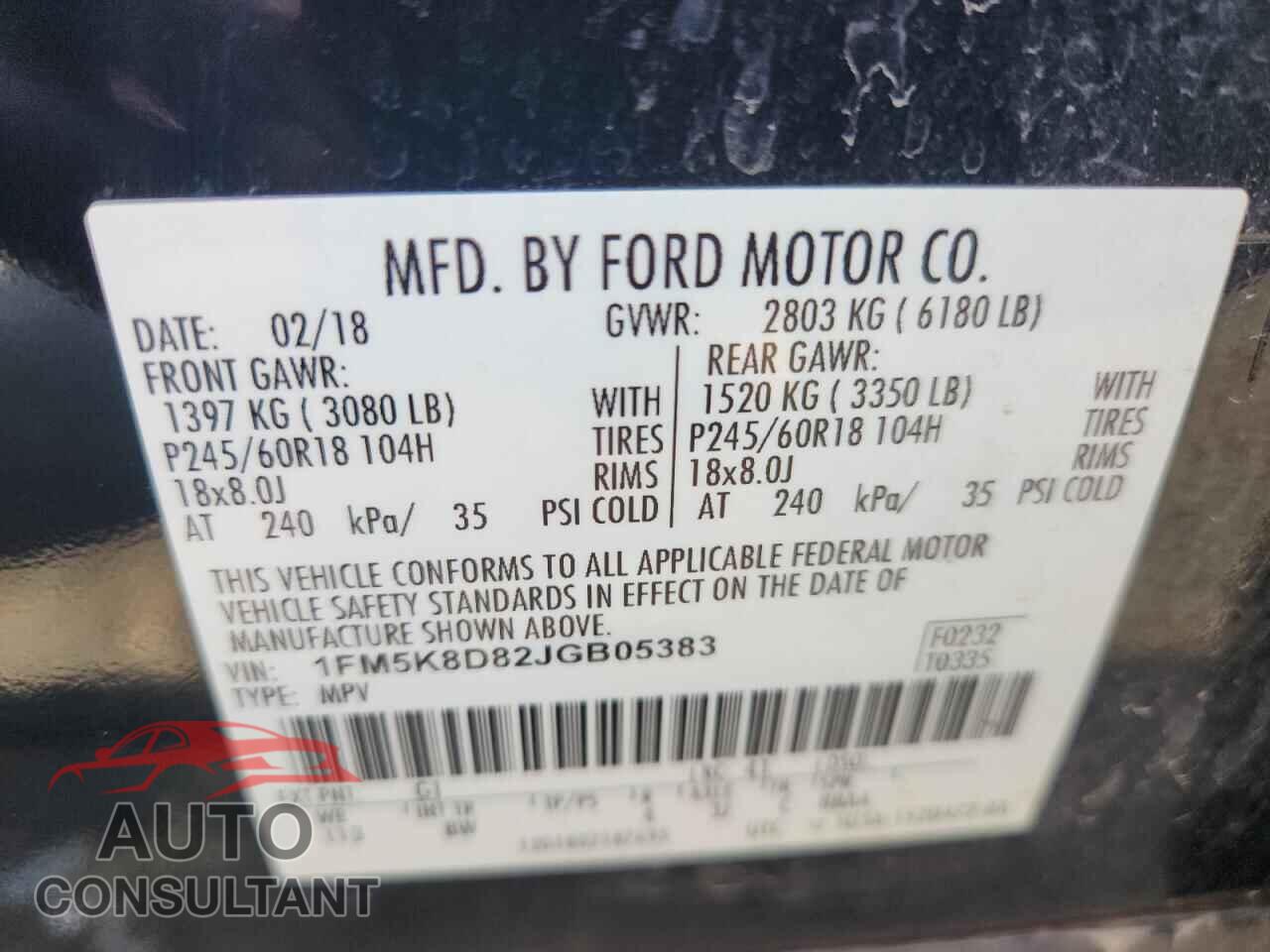 FORD EXPLORER 2018 - 1FM5K8D82JGB05383