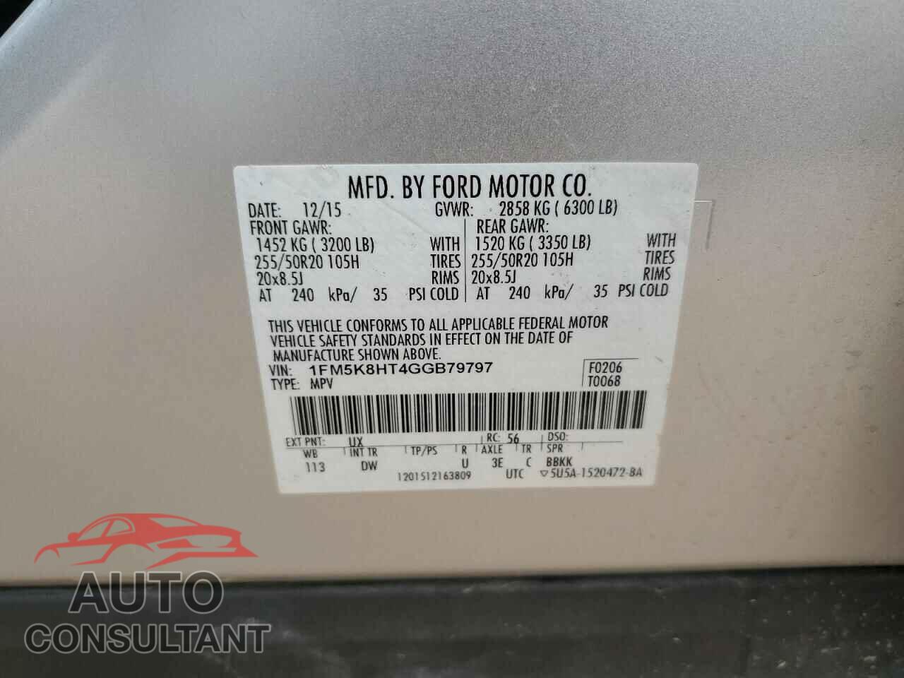 FORD EXPLORER 2016 - 1FM5K8HT4GGB79797
