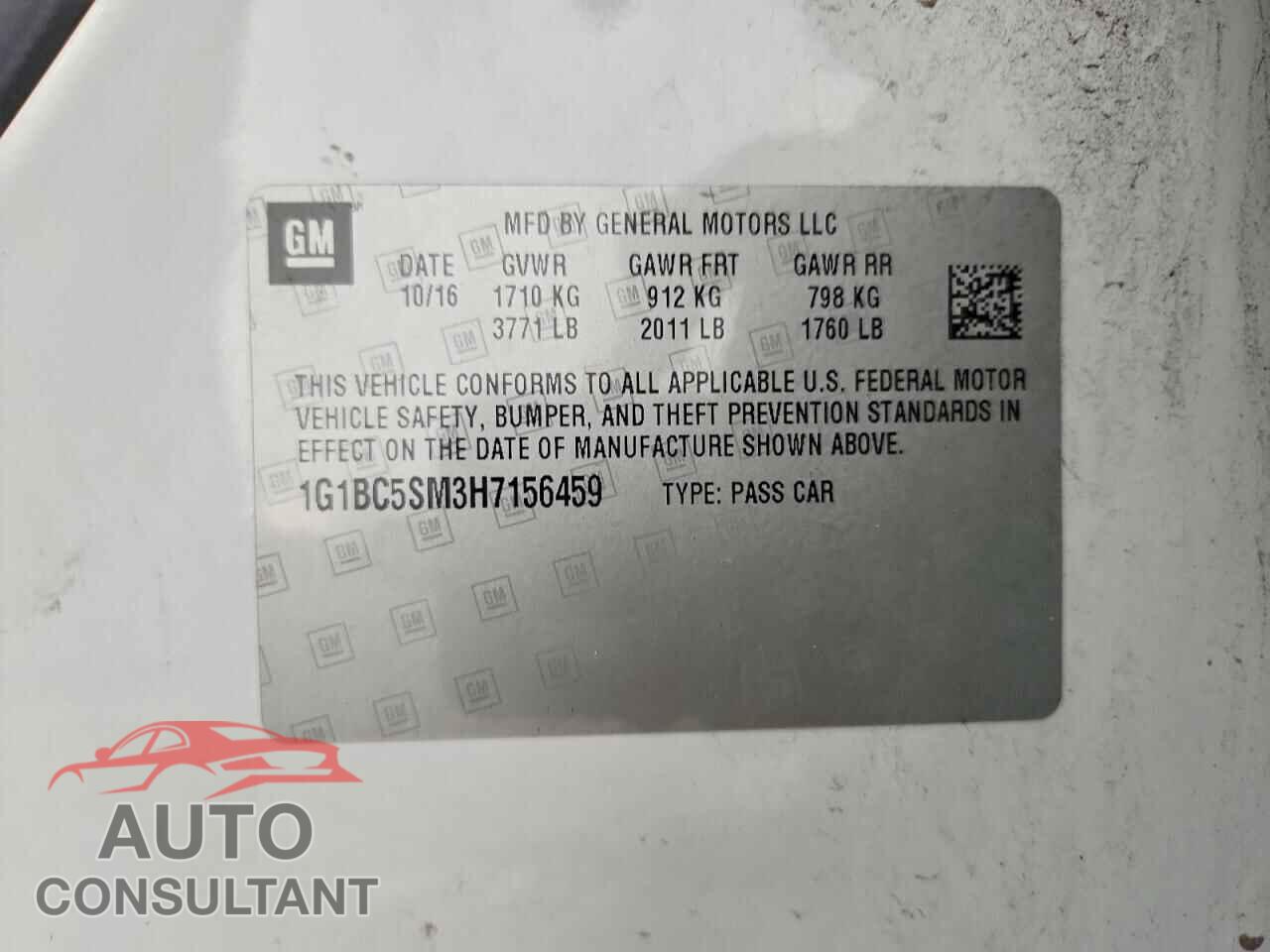 CHEVROLET CRUZE 2017 - 1G1BC5SM3H7156459