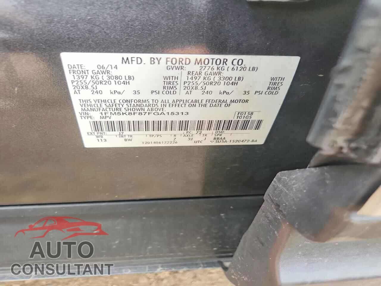 FORD EXPLORER 2015 - 1FM5K8F87FGA15313