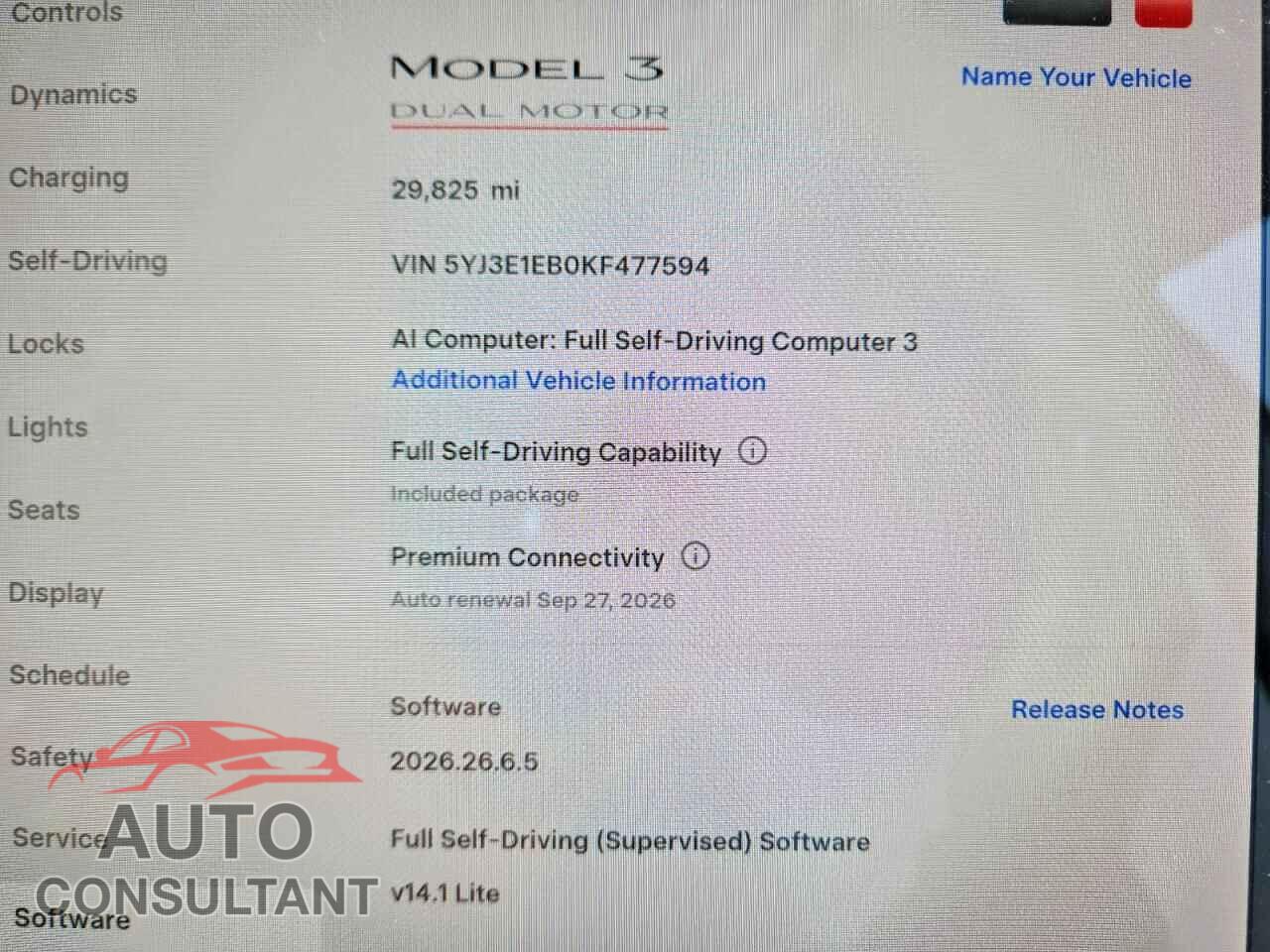 TESLA MODEL 3 2019 - 5YJ3E1EB0KF477594