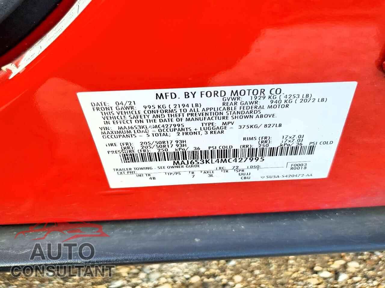 FORD ECOSPORT 2021 - MAJ6S3KL4MC427995