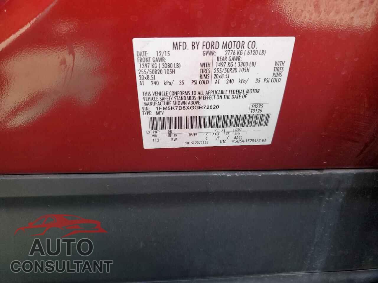 FORD EXPLORER 2016 - 1FM5K7D8XGGB72820