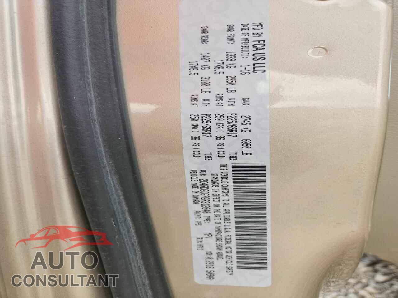 DODGE CARAVAN 2016 - 2C4RDGCG7GR312040