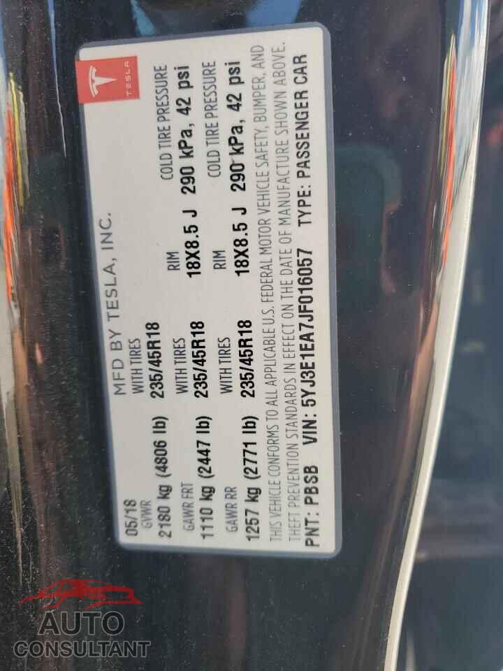 TESLA MODEL 3 2018 - 5YJ3E1EA7JF016057
