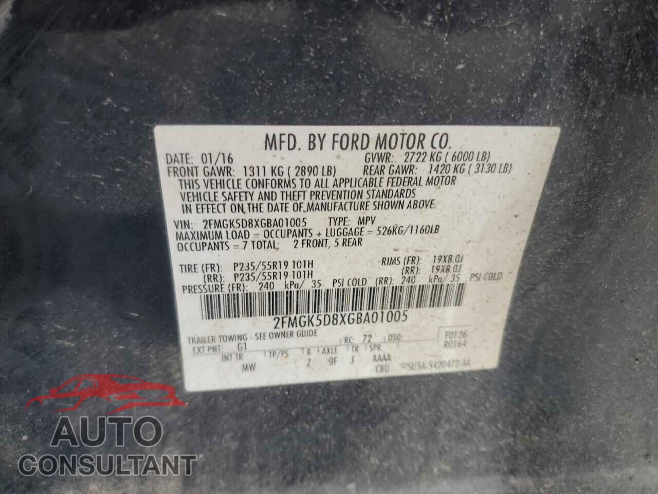 FORD FLEX 2016 - 2FMGK5D8XGBA01005