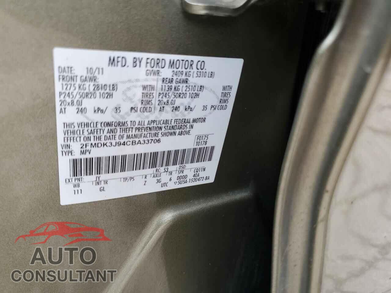 FORD EDGE 2012 - 2FMDK3J94CBA33706