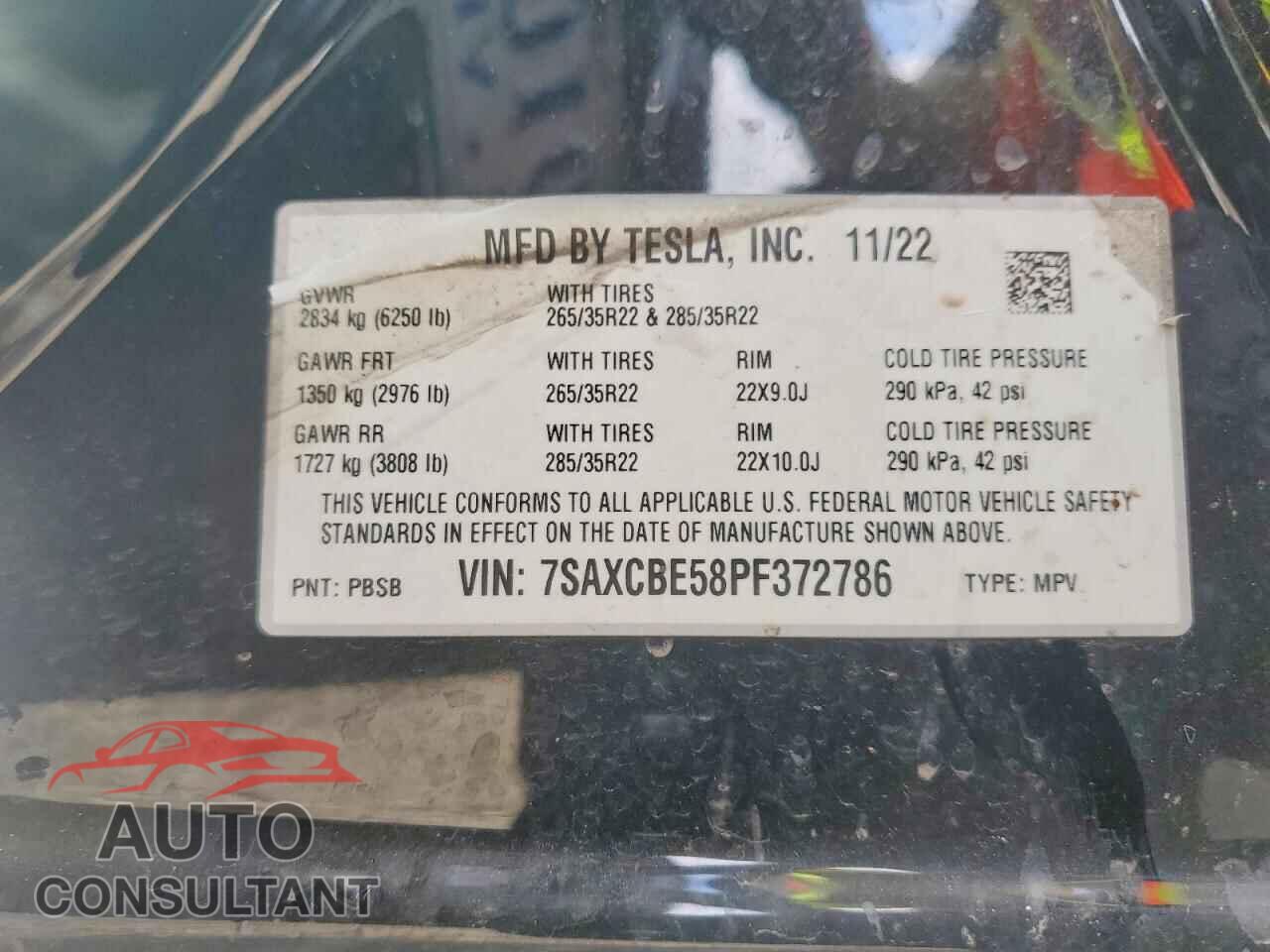 TESLA MODEL X 2023 - 7SAXCBE58PF372786