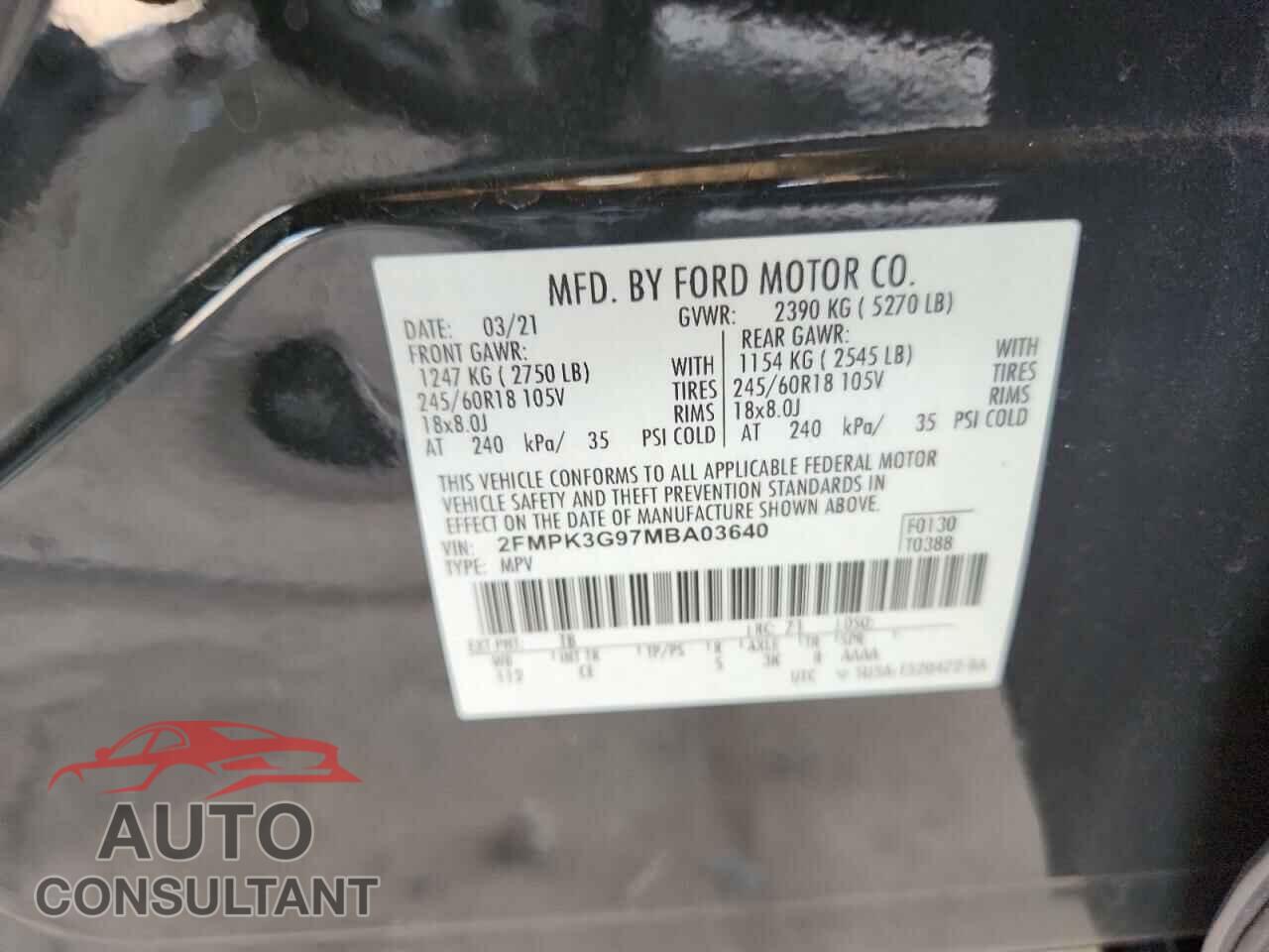 FORD EDGE 2021 - 2FMPK3G97MBA03640