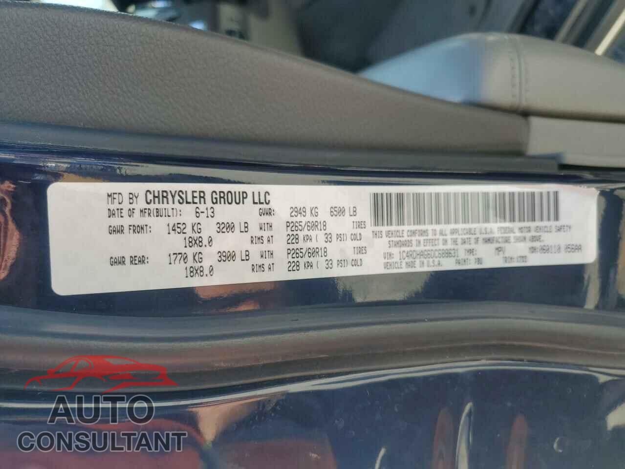 DODGE DURANGO 2013 - 1C4RDHAG6DC688631