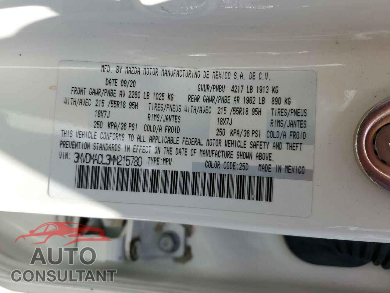 MAZDA CX30 2021 - 3MVDMACL3MM215780