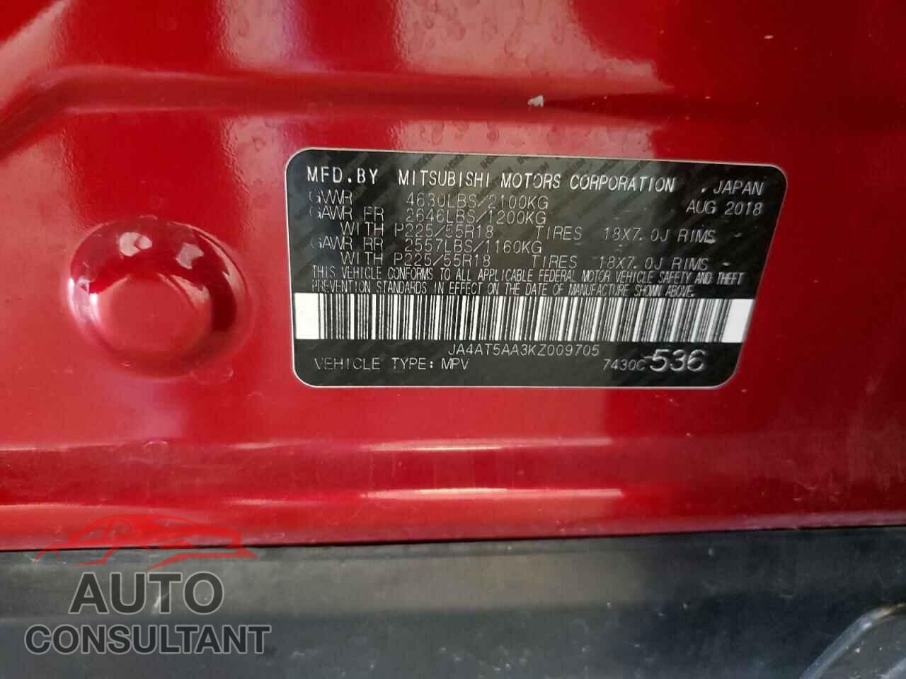 MITSUBISHI ECLIPSE 2019 - JA4AT5AA3KZ009705