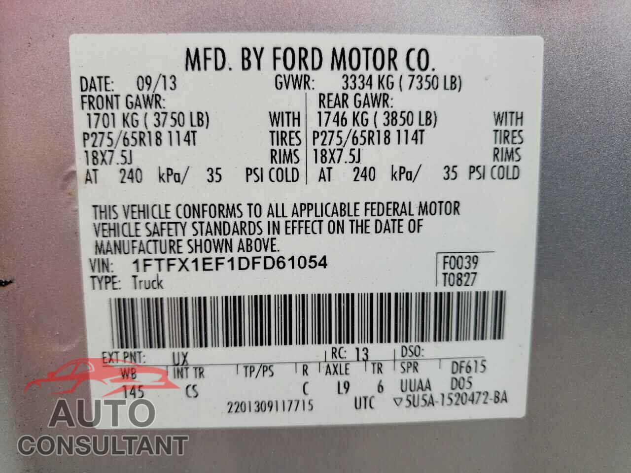 FORD F150 2013 - 1FTFX1EF1DFD61054