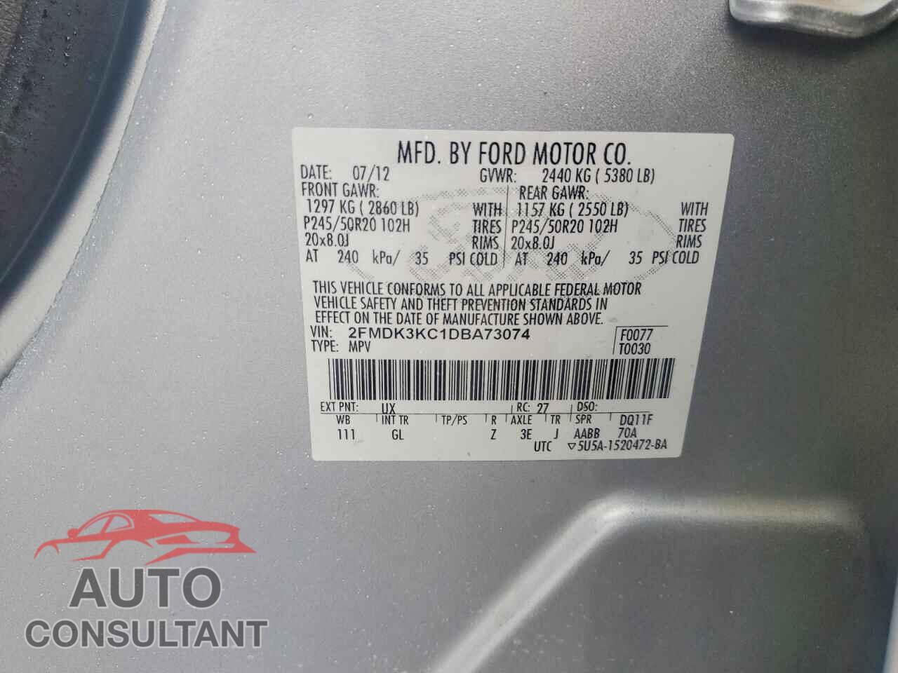 FORD EDGE 2013 - 2FMDK3KC1DBA73074