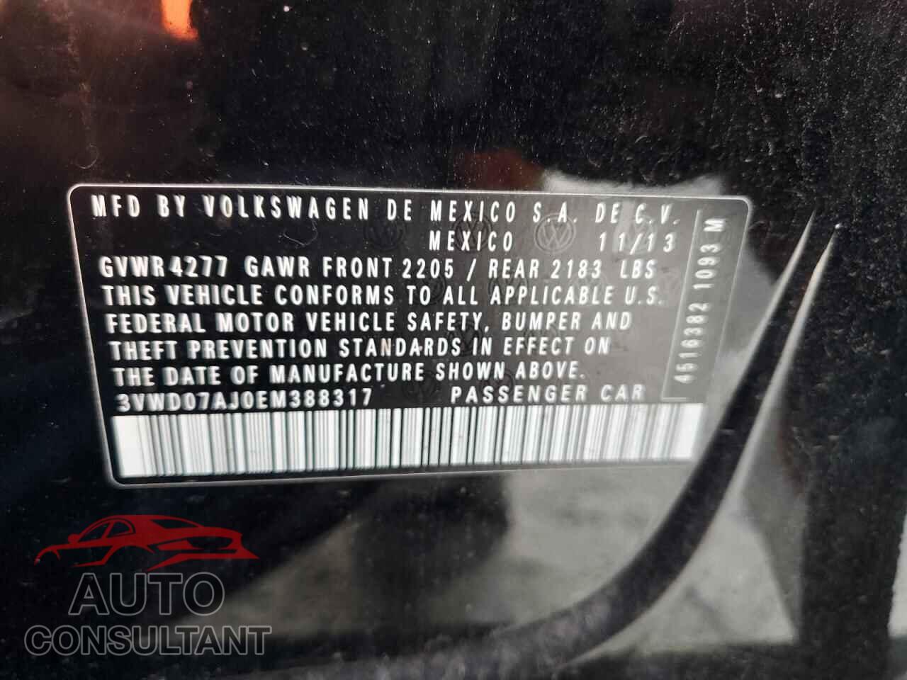 VOLKSWAGEN JETTA 2014 - 3VWD07AJ0EM388317