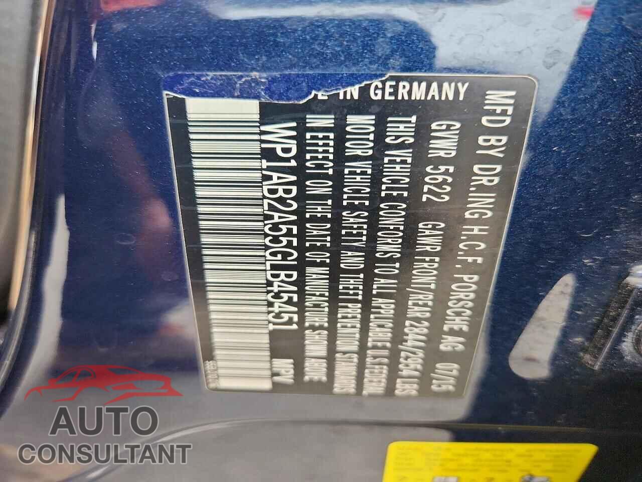 PORSCHE MACAN 2016 - WP1AB2A55GLB45451